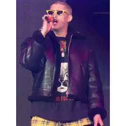 American Airlines Arena Bad Bunny Shearling Leather Jacket